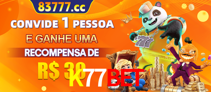 Banner institucional da K77BET sobre parceria de marcas e criação de uma marca de excelência, apresentando os mascotes de jogos populares como o Fortune Tiger.