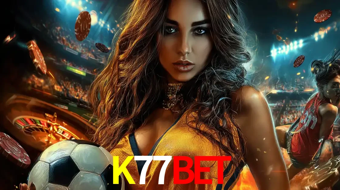 Mulher segurando uma bola de futebol em uma montagem que mistura a paixão esportiva com a emoção da roleta de cassino, tudo disponível na plataforma K77BET.